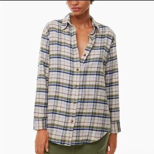 Aritzia Wilfred Free Sail Shirt Flannel Plaid Fall Size M Oversized Autumn